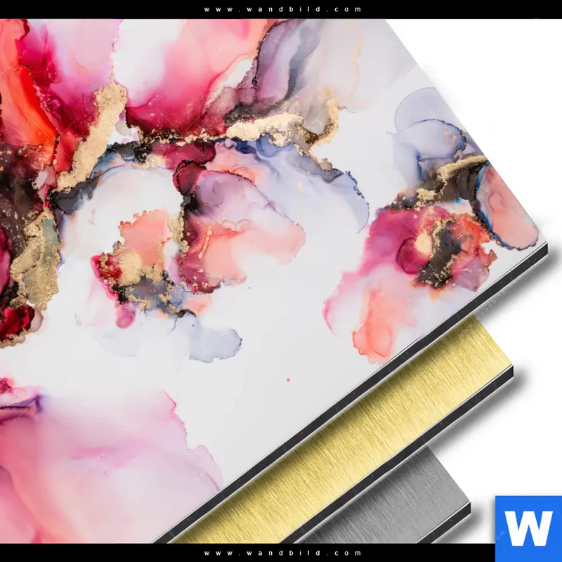 Aluminiumbild gebürstet | Fluid Art - Blüten der Fantasie | Quadrat