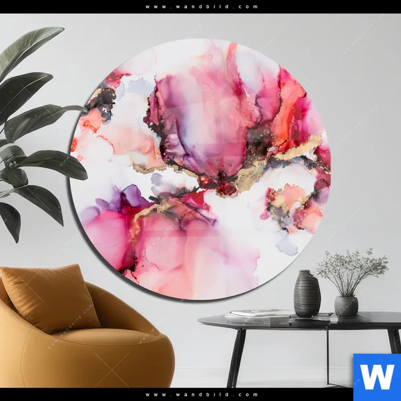 Acrylglasbild | Fluid Art - Blüten der Fantasie | Rund