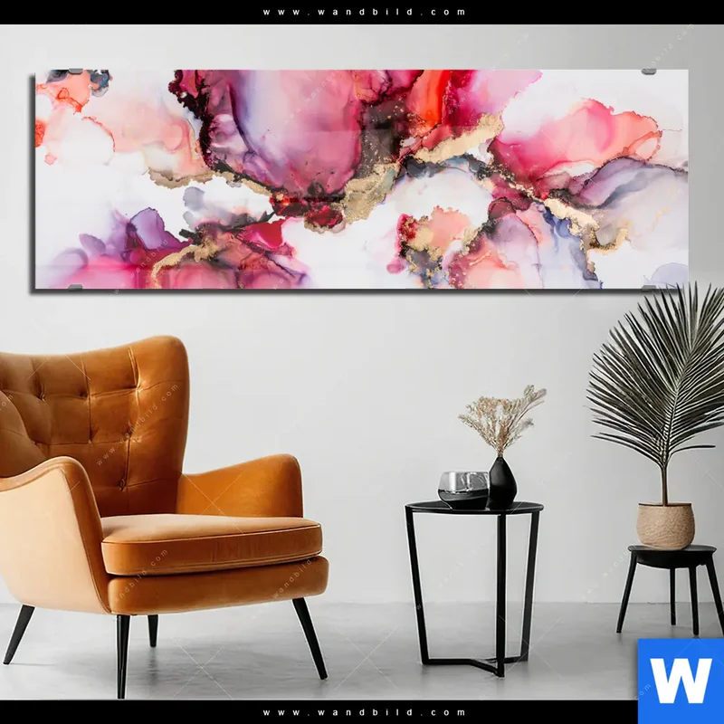 Acrylglasbild | Fluid Art - Blüten der Fantasie | Panorama