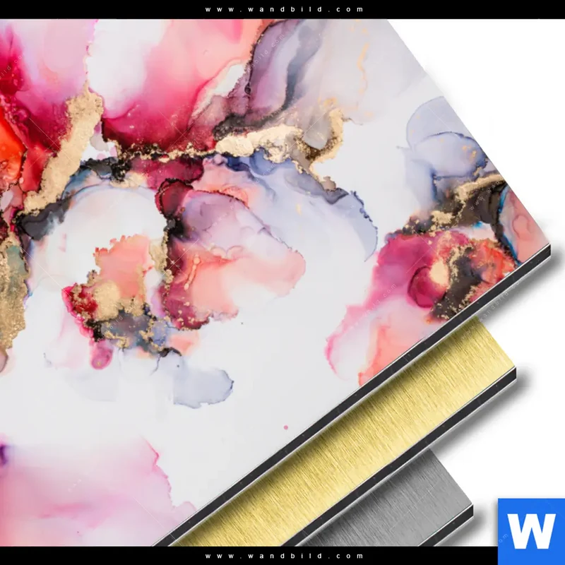 Aluminiumbild gebürstet | Fluid Art - Blüten der Fantasie | Querformat