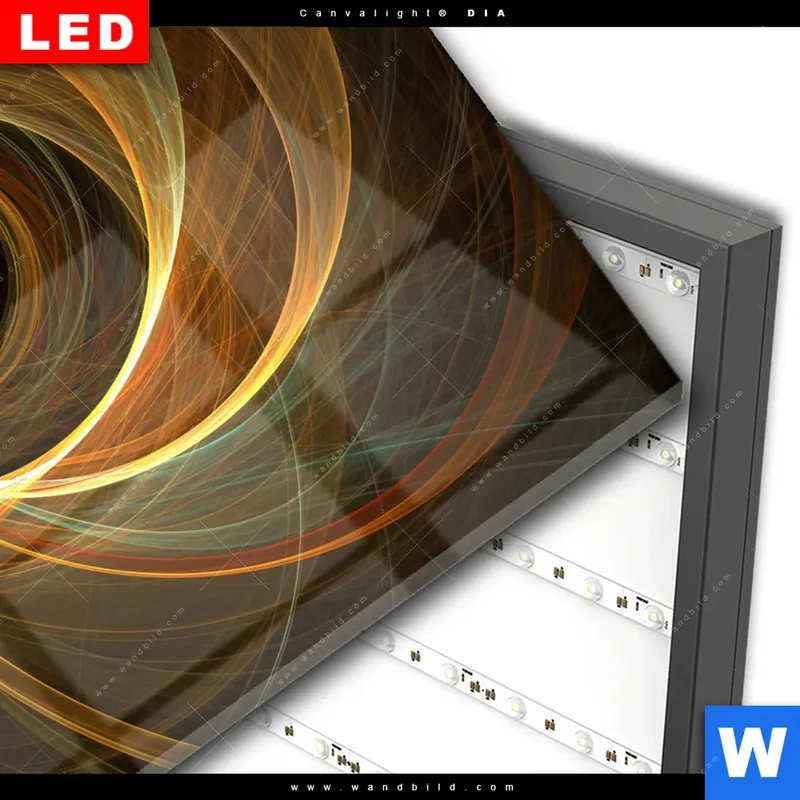 Wechselmotiv Acrylglas Canvalight® DIA | Lichtmalerei - Strudel der Energie | Quadrat