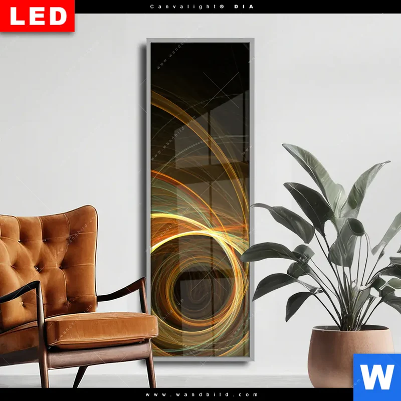 Wechselmotiv Acrylglas Canvalight® DIA | Lichtmalerei - Strudel der Energie | Schmal