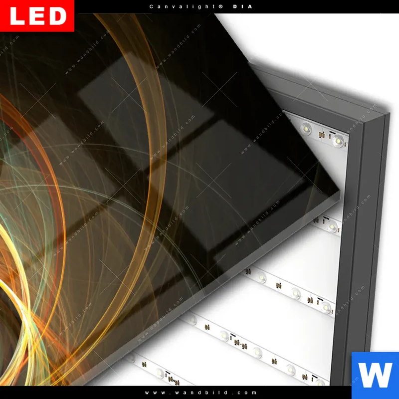 Wechselmotiv Acrylglas Canvalight® DIA | Lichtmalerei - Strudel der Energie | Hochformat