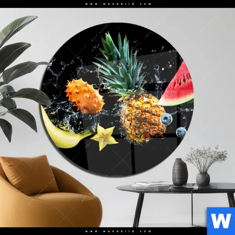 Acrylglasbild | Fruchtige Explosion voller Frische | Rund