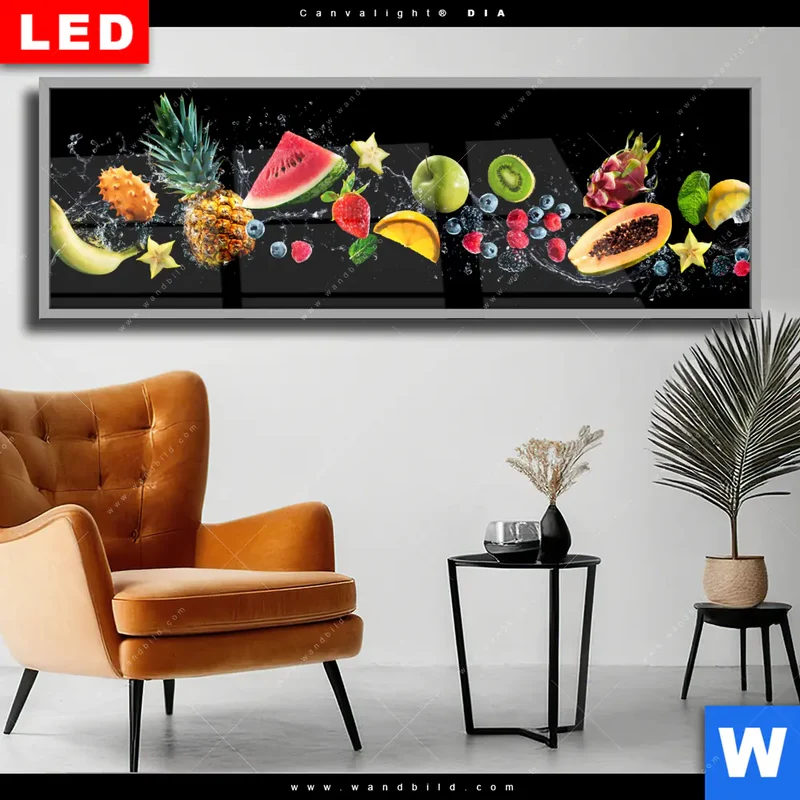 Wechselmotiv Acrylglas Canvalight® DIA | Fruchtige Explosion voller Frische | Panorama