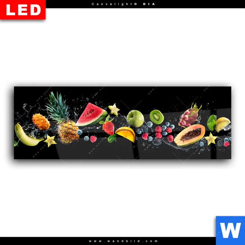 Wechselmotiv Acrylglas Canvalight® DIA | Fruchtige Explosion voller Frische | Panorama