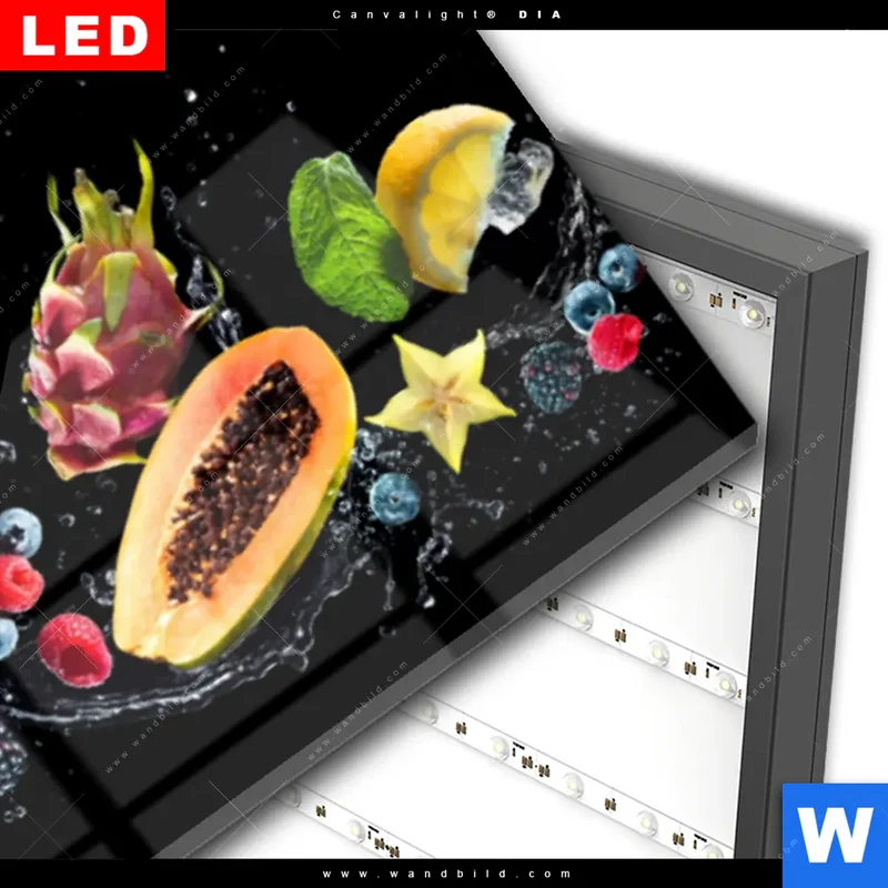 Wechselmotiv Acrylglas Canvalight® DIA | Fruchtige Explosion voller Frische | Panorama