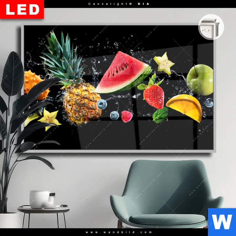 Leuchtbild Acrylglas Canvalight® DIA | Fruchtige Explosion voller Frische | Querformat