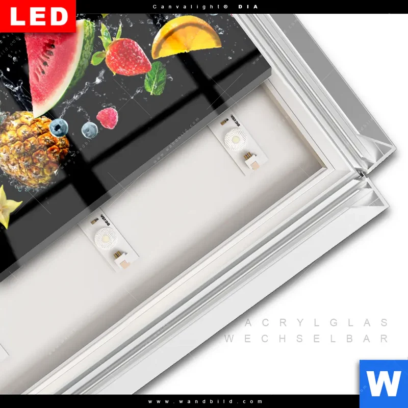 Leuchtbild Acrylglas Canvalight® DIA | Fruchtige Explosion voller Frische | Querformat