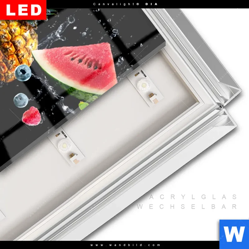 Leuchtbild Acrylglas Canvalight® DIA | Fruchtige Explosion voller Frische | Quadrat
