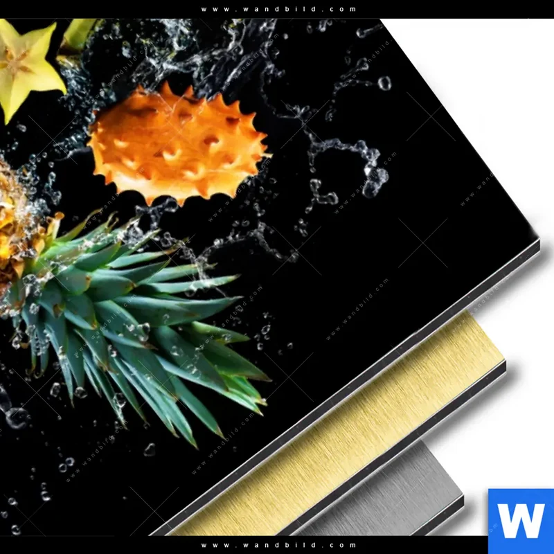 Aluminiumbild gebürstet | Fruchtige Explosion voller Frische | Hochformat