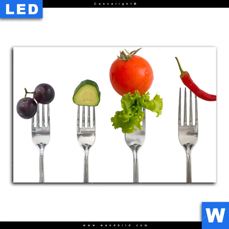 Canvalight® Leuchtbild | Frische Vielfalt auf der Gabel | Querformat