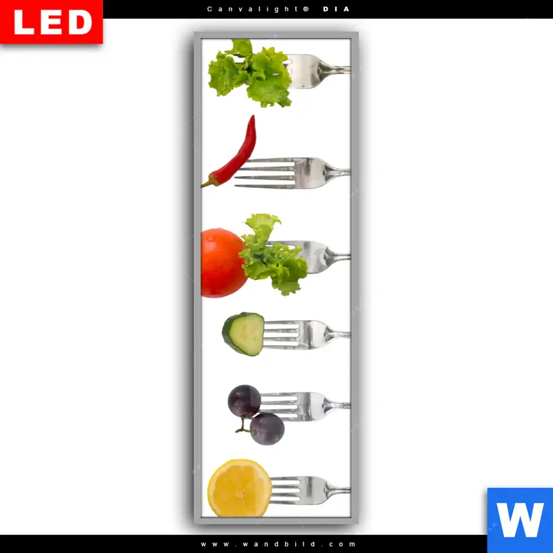Leuchtbild Acrylglas Canvalight® DIA | Frische Vielfalt auf der Gabel | Schmal