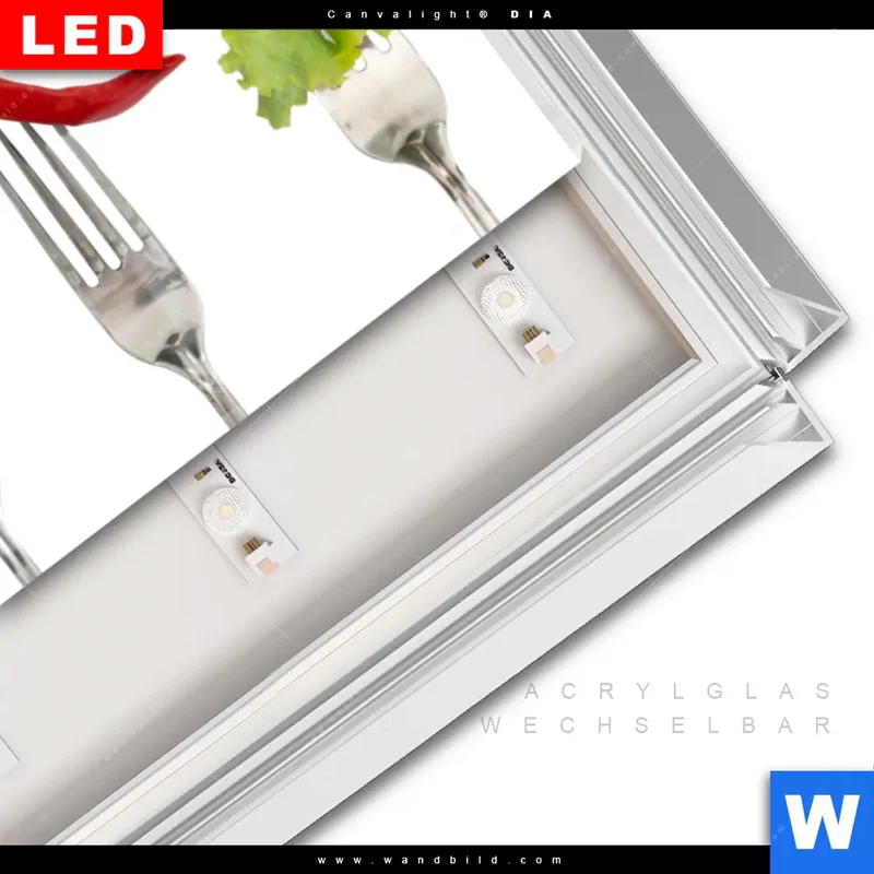 Leuchtbild Acrylglas Canvalight® DIA | Frische Vielfalt auf der Gabel | Schmal