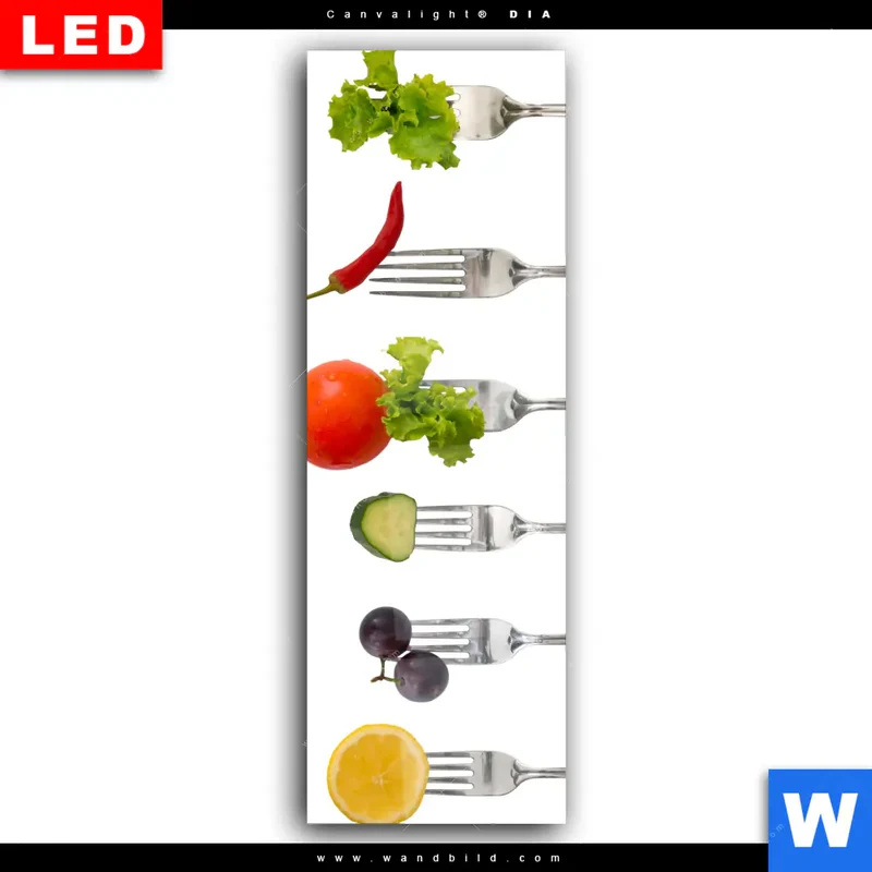 Wechselmotiv Acrylglas Canvalight® DIA | Frische Vielfalt auf der Gabel | Schmal