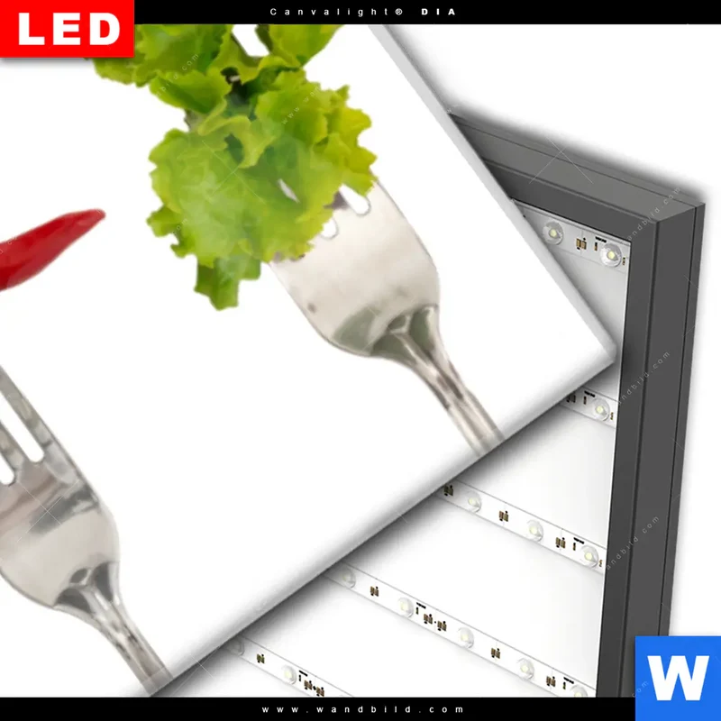 Wechselmotiv Acrylglas Canvalight® DIA | Frische Vielfalt auf der Gabel | Schmal