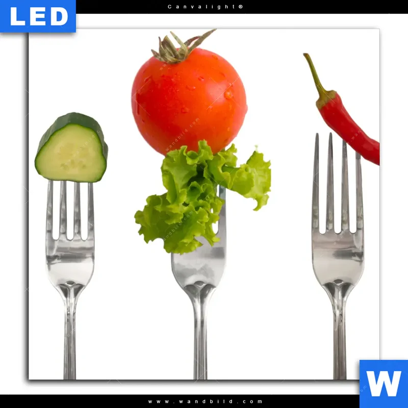Canvalight® Leuchtbild | Frische Vielfalt auf der Gabel | Quadrat
