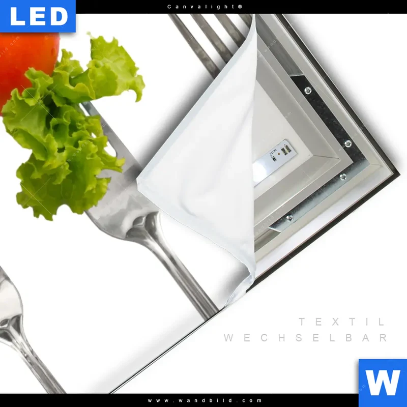 Canvalight® Leuchtbild | Frische Vielfalt auf der Gabel | Quadrat
