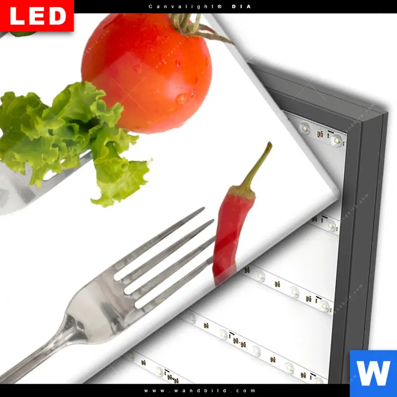 Wechselmotiv Acrylglas Canvalight® DIA | Frische Vielfalt auf der Gabel | Quadrat