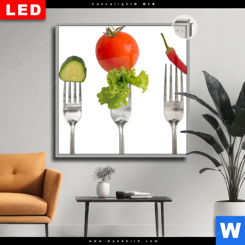 Leuchtbild Acrylglas Canvalight® DIA | Frische Vielfalt auf der Gabel | Quadrat