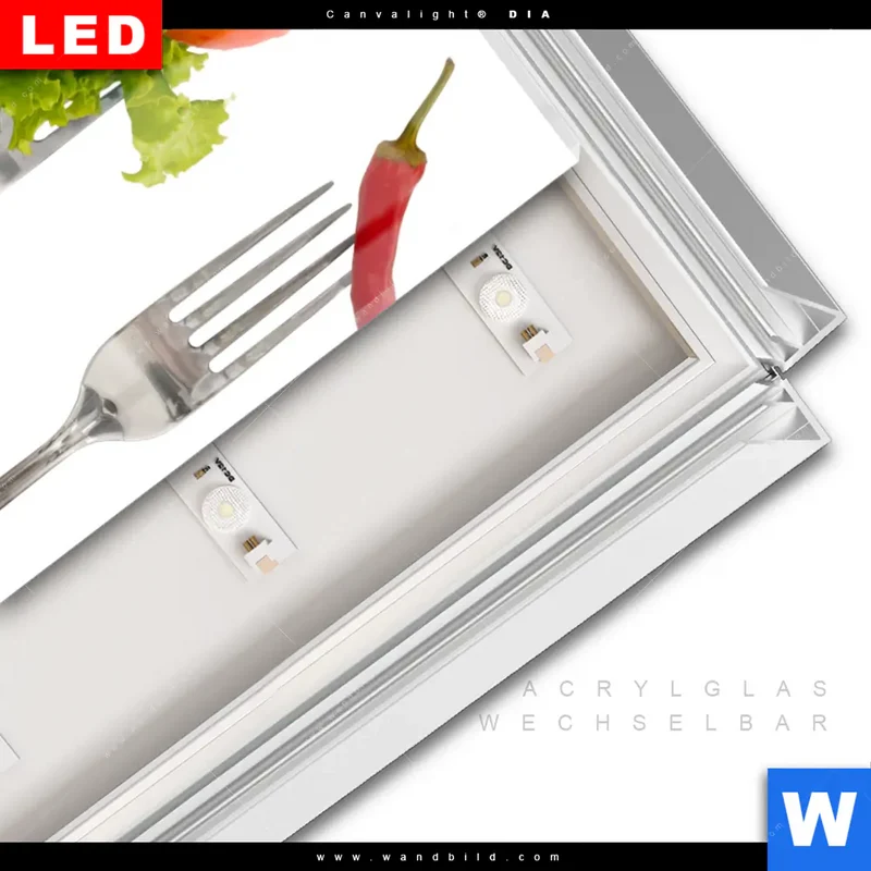 Leuchtbild Acrylglas Canvalight® DIA | Frische Vielfalt auf der Gabel | Quadrat