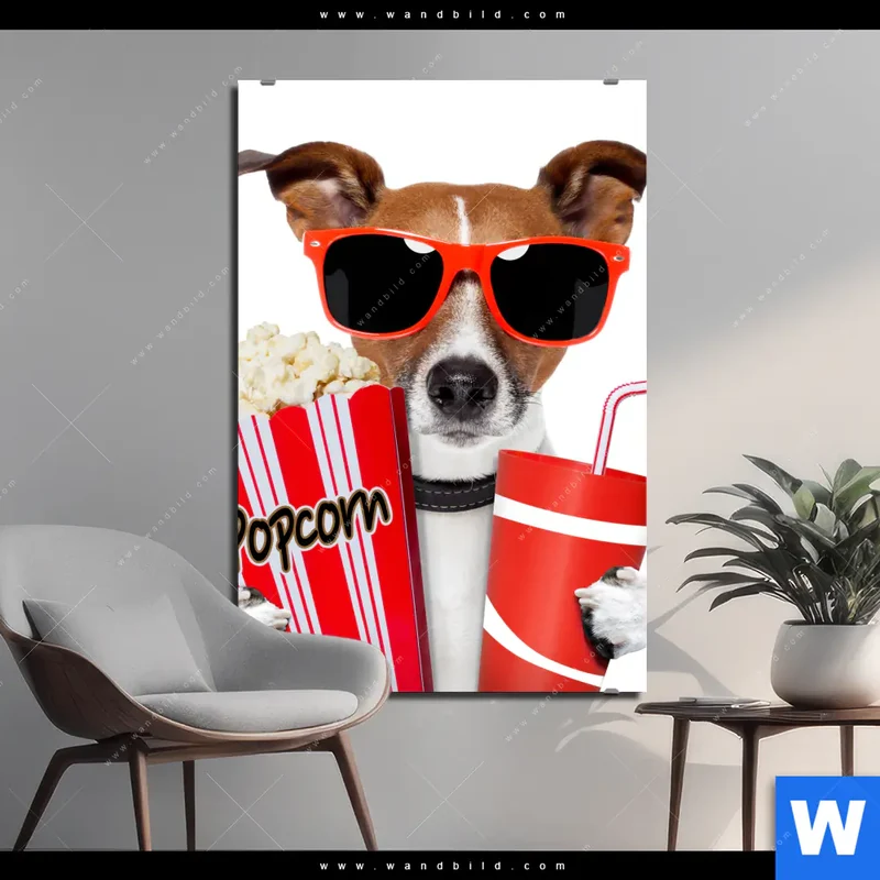 Alu-Dibond Bild | Kinoabend mit Terrier | Hochformat