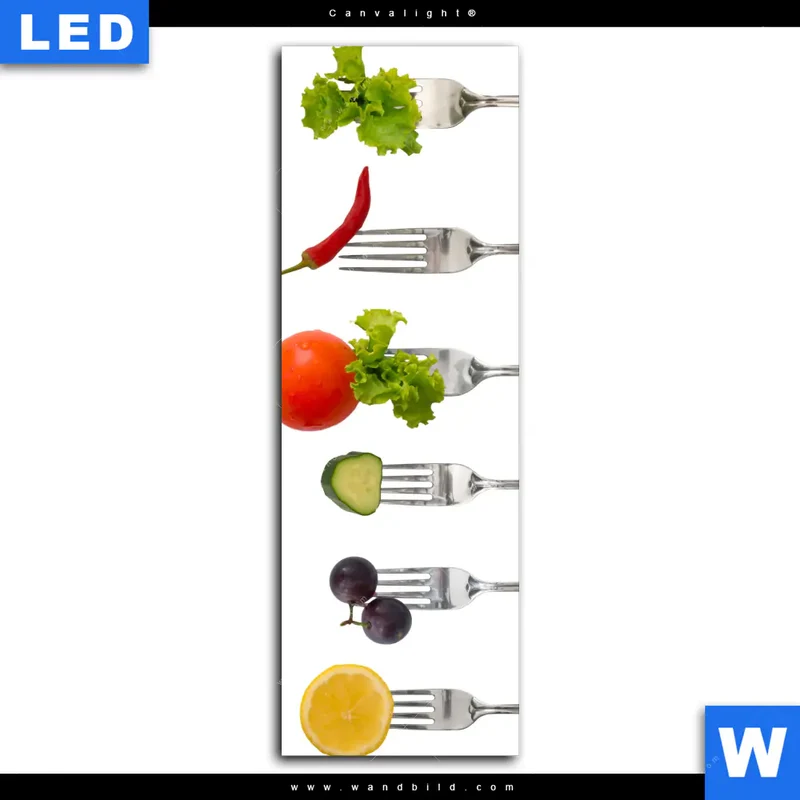 Canvalight® Leuchtbild | Frische Vielfalt auf der Gabel | Schmal