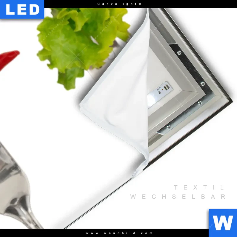 Canvalight® Leuchtbild | Frische Vielfalt auf der Gabel | Schmal