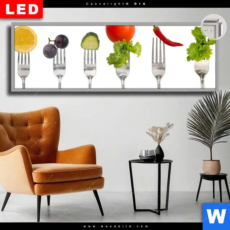 Leuchtbild Acrylglas Canvalight® DIA | Frische Vielfalt auf der Gabel | Panorama