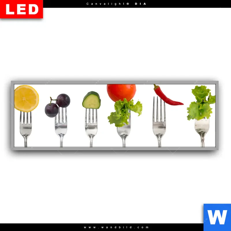 Leuchtbild Acrylglas Canvalight® DIA | Frische Vielfalt auf der Gabel | Panorama