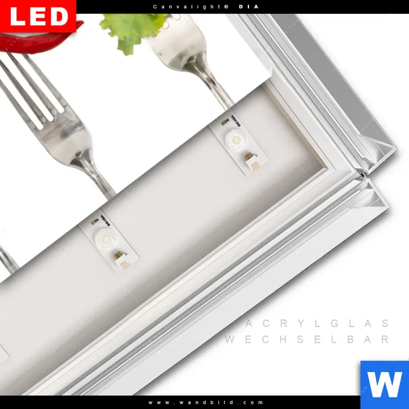 Leuchtbild Acrylglas Canvalight® DIA | Frische Vielfalt auf der Gabel | Panorama