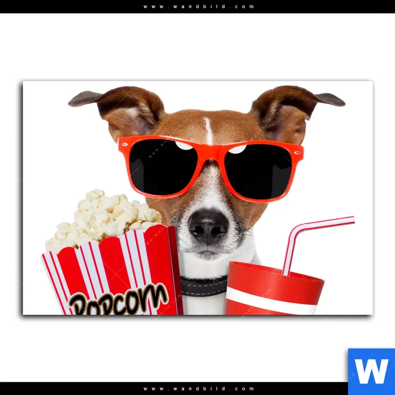 Acrylglasbild | Kinoabend mit Terrier | Querformat