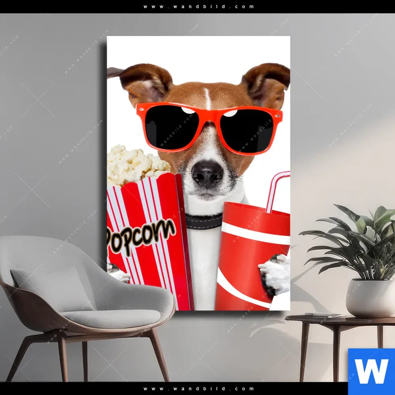 Leinwandbild | Kinoabend mit Terrier | Hochformat