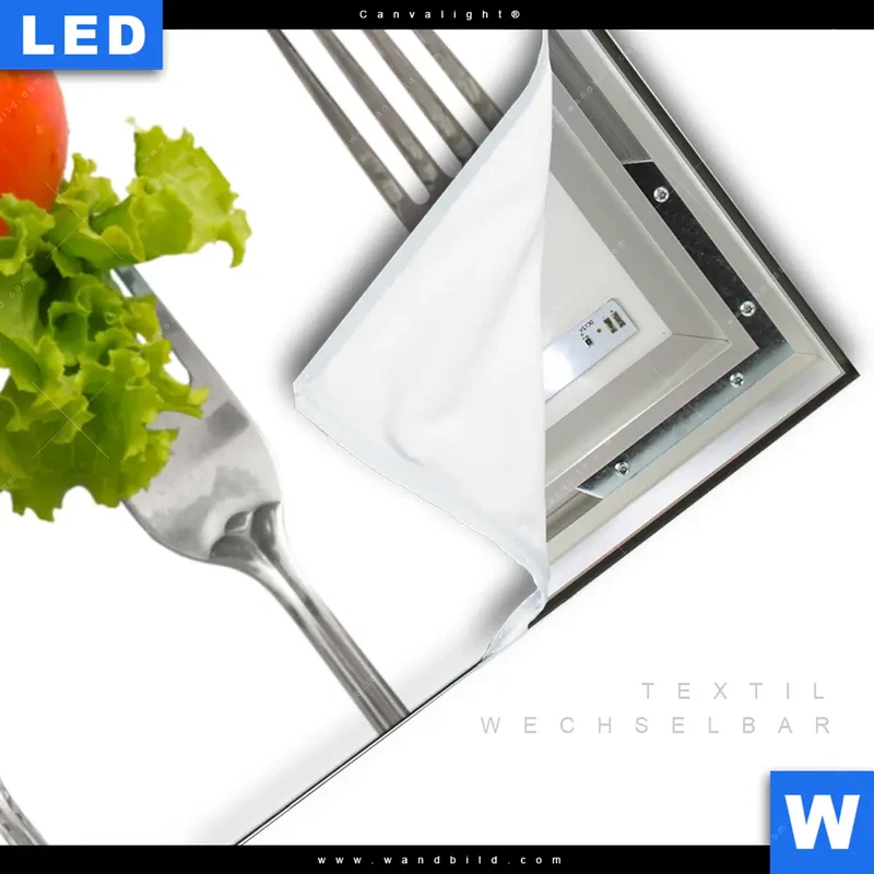 Canvalight® Leuchtbild | Frische Vielfalt auf der Gabel | Hochformat