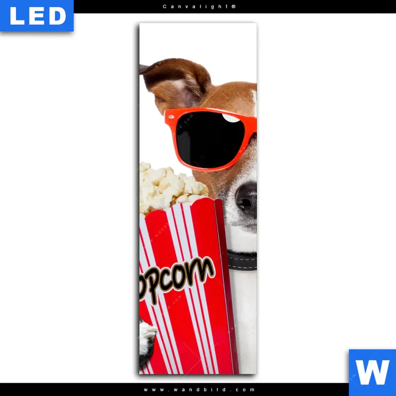 Canvalight® Leuchtbild | Kinoabend mit Terrier | Schmal