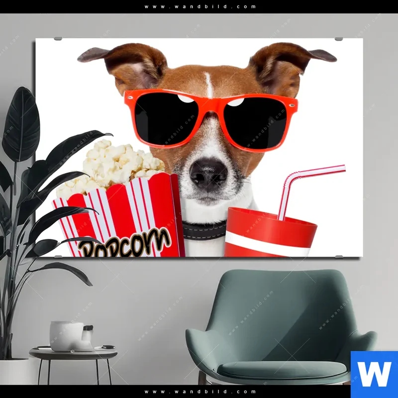 Alu-Dibond Bild | Kinoabend mit Terrier | Querformat