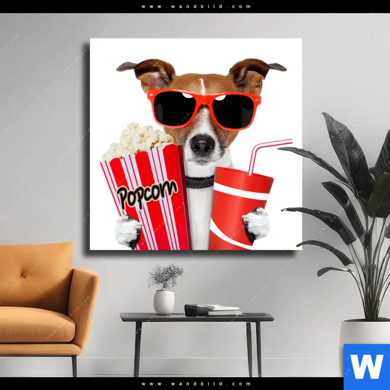 Leinwandbild | Kinoabend mit Terrier | Quadrat