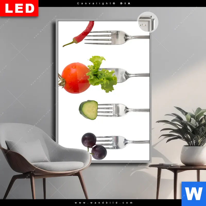 Leuchtbild Acrylglas Canvalight® DIA | Frische Vielfalt auf der Gabel | Hochformat