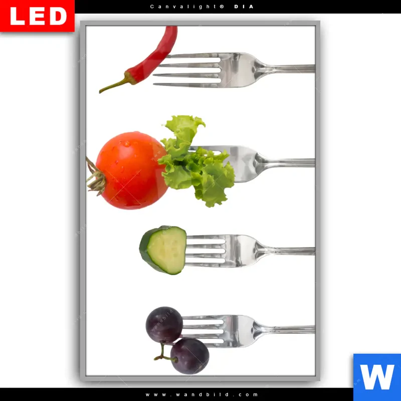 Leuchtbild Acrylglas Canvalight® DIA | Frische Vielfalt auf der Gabel | Hochformat