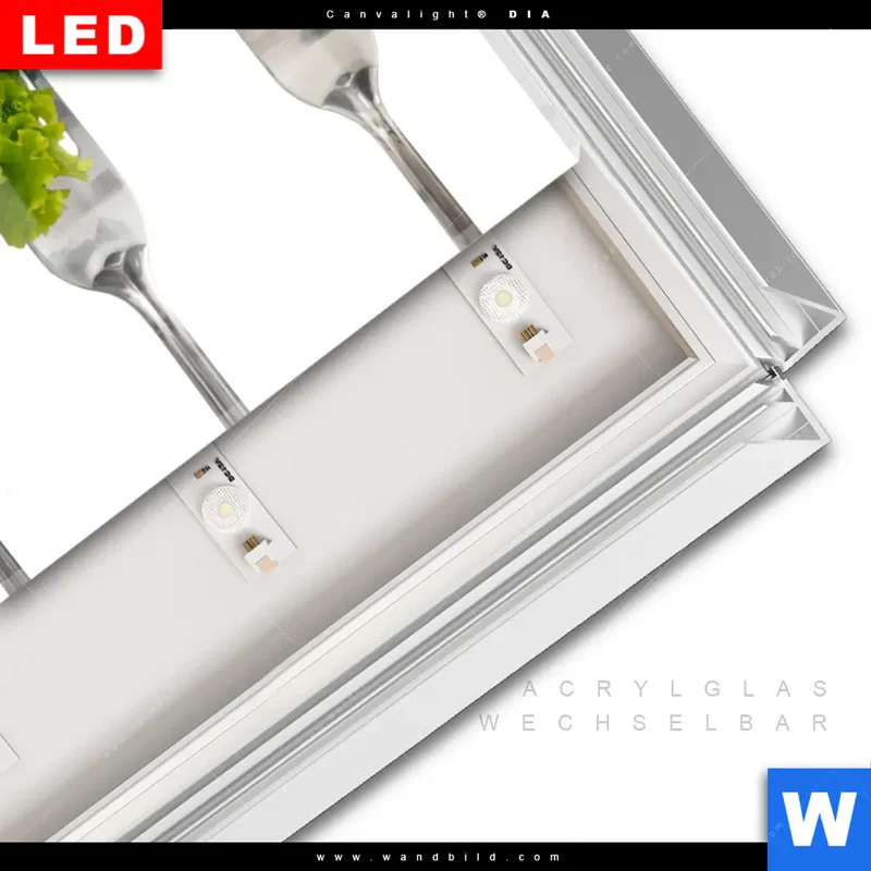 Leuchtbild Acrylglas Canvalight® DIA | Frische Vielfalt auf der Gabel | Hochformat