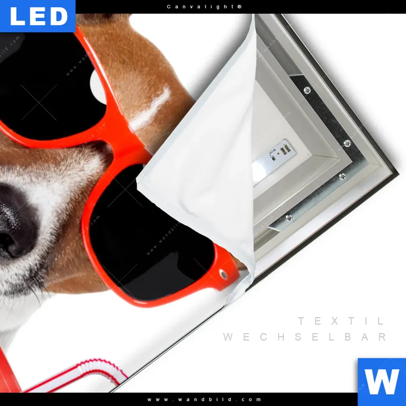 Canvalight® Leuchtbild | Kinoabend mit Terrier | Hochformat