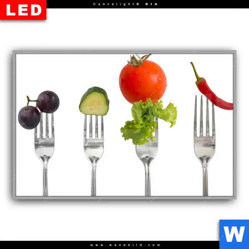 Leuchtbild Acrylglas Canvalight® DIA | Frische Vielfalt auf der Gabel | Querformat