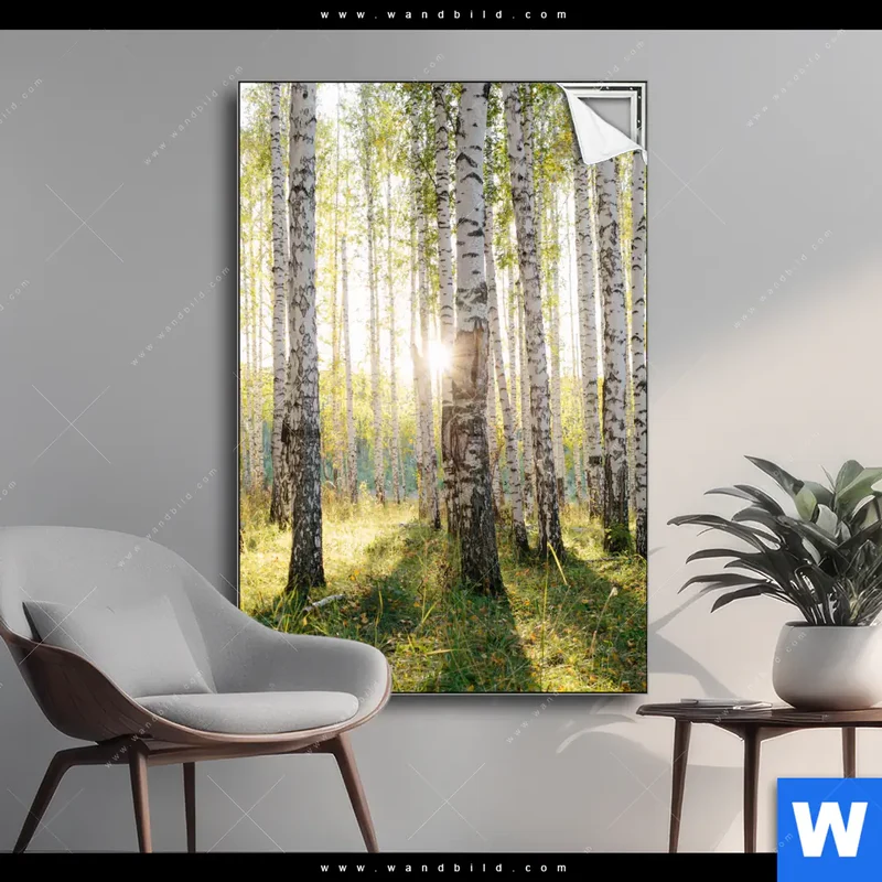 Spannbild | Sonnenlicht im Birkenwald | Hochformat