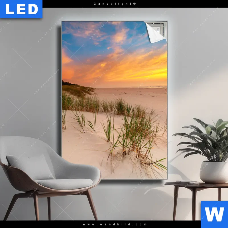 Canvalight® Leuchtbild | Abendlicht an der Küste | Hochformat