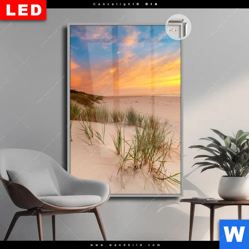 Leuchtbild Acrylglas Canvalight® DIA | Abendlicht an der Küste | Hochformat