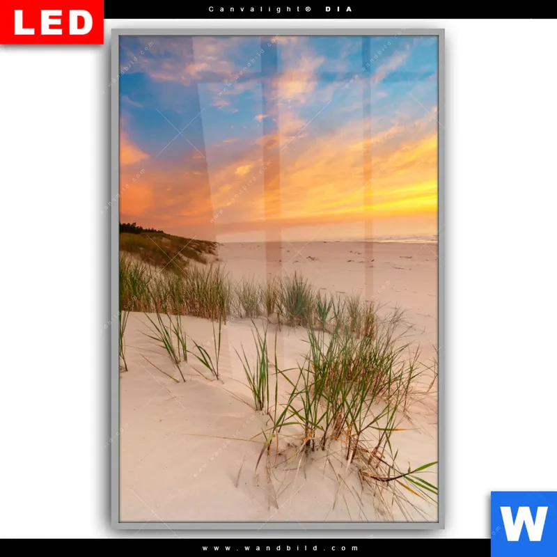 Leuchtbild Acrylglas Canvalight® DIA | Abendlicht an der Küste | Hochformat