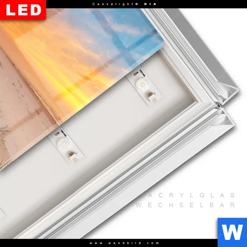 Leuchtbild Acrylglas Canvalight® DIA | Abendlicht an der Küste | Hochformat