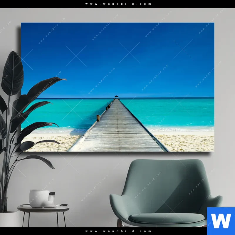 Leinwandbild | Steg ins endlose Blau | Querformat