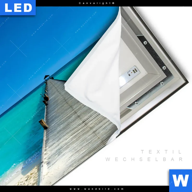 Canvalight® Leuchtbild | Steg ins endlose Blau | Quadrat