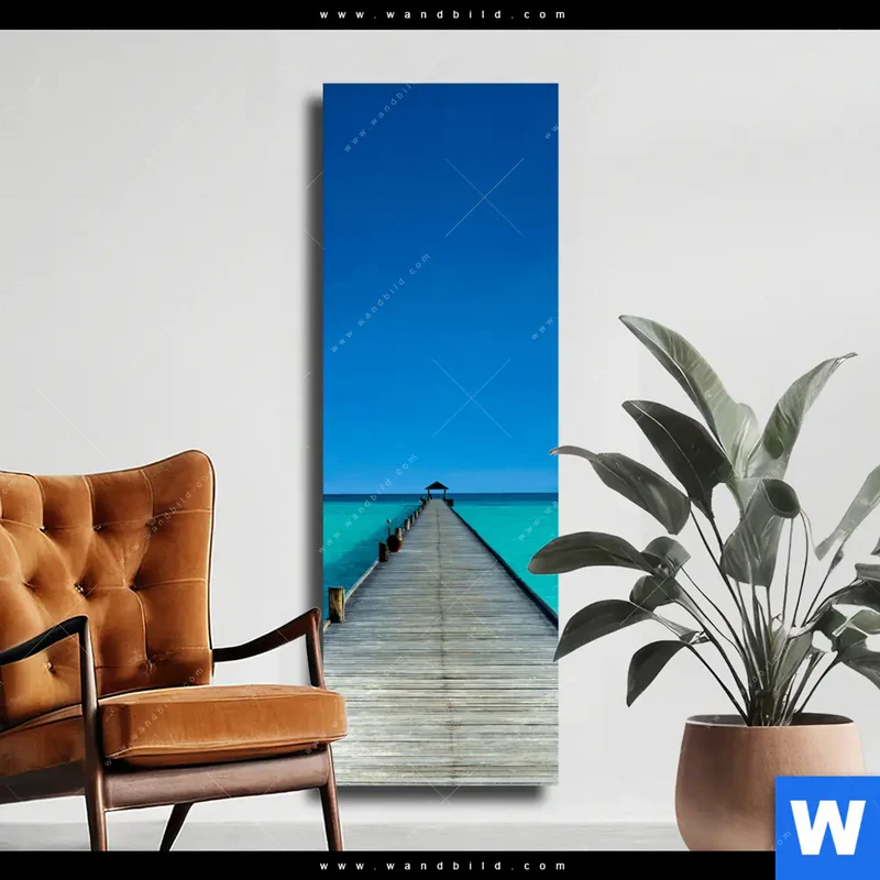 Leinwandbild | Steg ins endlose Blau | Schmal